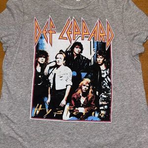 DEF LEPPARD Womens Grey T Shirt Top By JunkFood Sz L